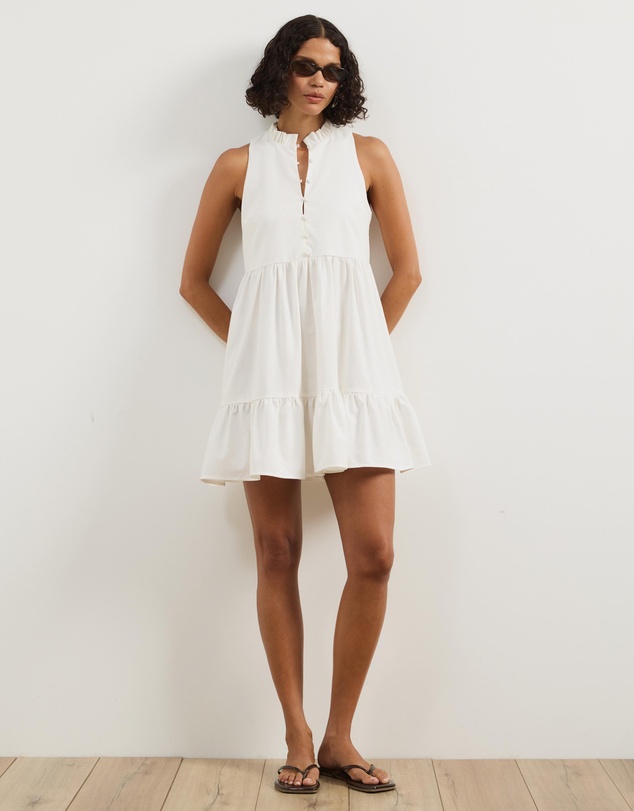 Atmos&Here - Aylah Tiered Linen Blend Mini Dress