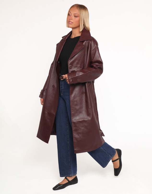 Petal & Pup - Vita Faux Leather Jacket - Burgundy