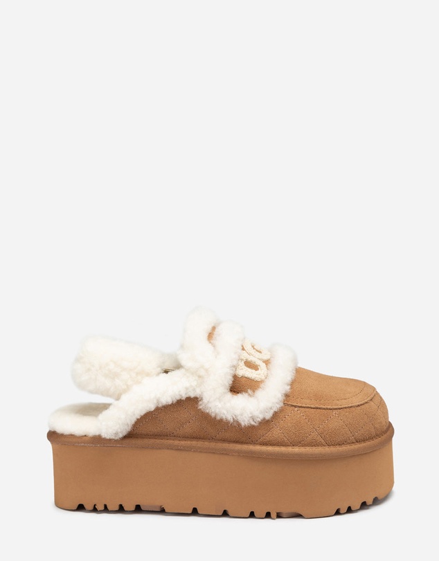 Ozwear Connection Uggs - Ugg Violet Matelassé Shearling Super Platform (6cm) Slipper (Elastic Logo) (Detachable Feature)