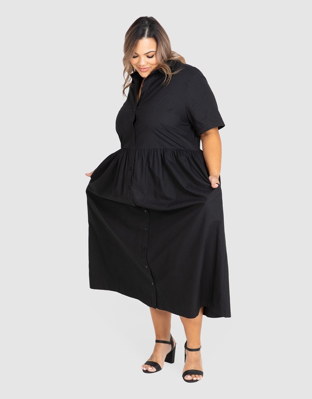 Love Your Wardrobe - Natalie Poplin Maxi Shirt Dress