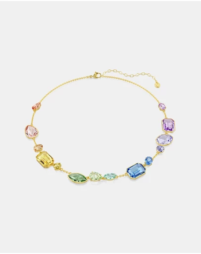 Swarovski - Gema Necklace, Mixed Cuts, Multicolored, Gold-Tone Plated