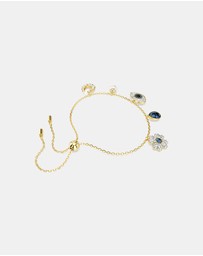 Swarovski - Symbolica bracelet, Crystal pearl, Clover, evil eye and horseshoe, Blue, Gold-tone plated
