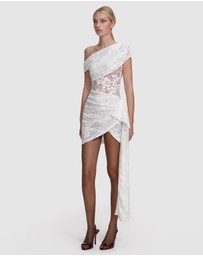 Self Portrait - Rhinestone Lace Tie Side Mini Dress