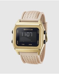 Maxum - Raglan Tide Watch – Gold Case, Black Dial & Beige Silicone Strap