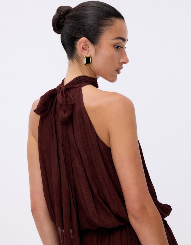 Minima Esenciales - Abbie High Neck Drop Waist Mini Dress