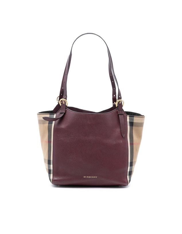 Pre-Loved by Azura Reborn - Pre-Loved Small Leather and House Check Canvas Canterbury Tote