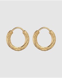 Kuzzoi - ICONIC EXCLUSIVE - Earrings Hoops Men Textured Design 925 Sterling Silver Gold-Plated