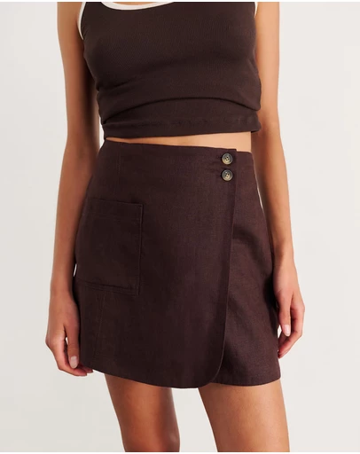 Jag - Kayla Linen Wrap Mini Skirt