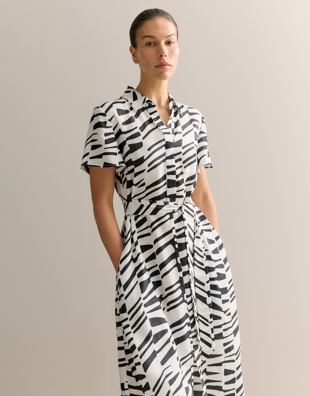 Trenery - Modal Bold Geo Shirt Dress in Black Multi