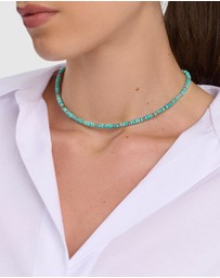 Nialaya Jewellery - Heishi Turquoise Choker with Silver