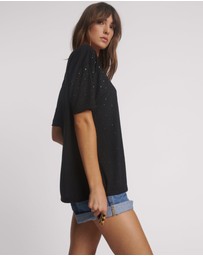 ONE TEASPOON - Studded Night Sky Linen Tee - Black