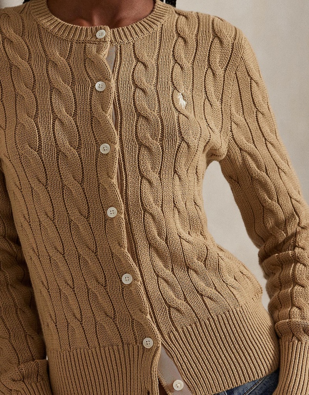 Polo Ralph Lauren - Cable-Knit Cotton Crewneck Cardigan - The ICONIC Exclusive
