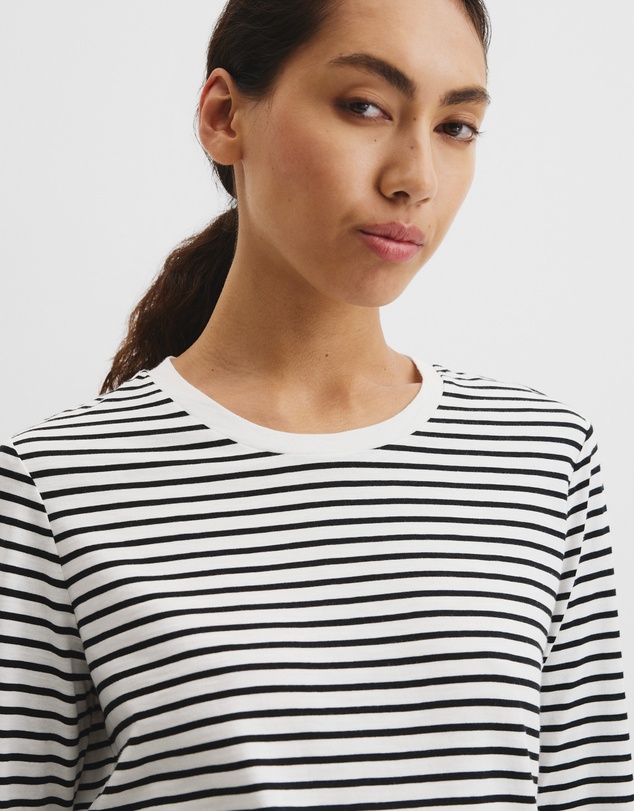 Country Road - Australian Good Earth Cotton Stripe Textured Slub Long Sleeve T-shirt