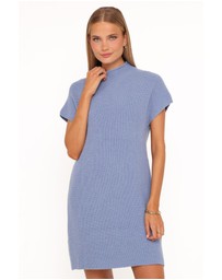 Petal & Pup - Wright Knit Mini Dress - Dusty Blue