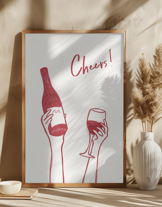 Olive et Oriel - Cheers Wine by Rio Soley Art Print