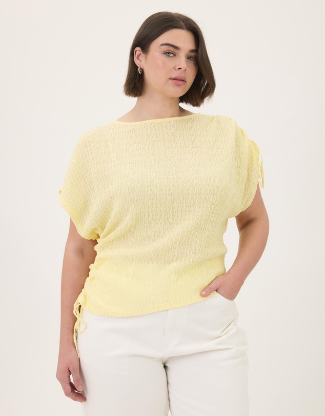 Atmos&Here Curvy - Imogen Textured Ruched One Shoulder Top