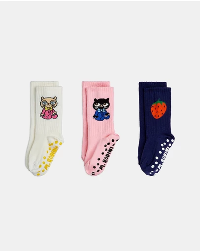 Mini Rodini - 3-Pack Cats Anti-Slip Socks - Babies-Kids