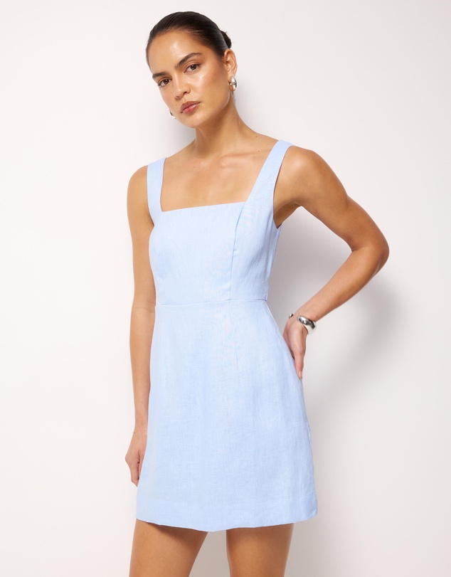AERE - Kaili Linen Square Neck Mini Dress