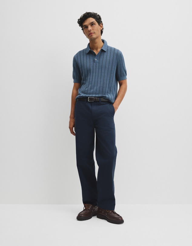 Country Road - Linen Cotton Stripe Knit Polo