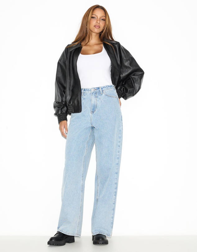 Dazie - Naples Pleat High Waisted Relaxed Jeans
