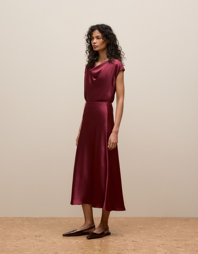 Trenery - Satin Bias Cut Skirt in Auburn