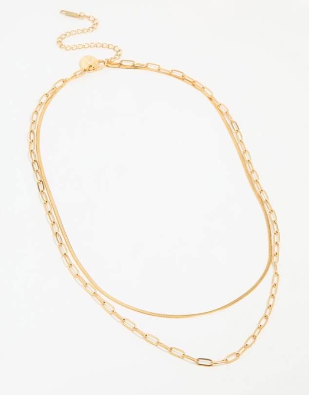 Lovisa - Waterproof Gold Plated Stainless Steel Double Link Layered Necklace
