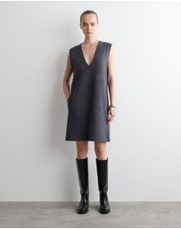 COS - Boiled Wool V-Neck Mini Dress