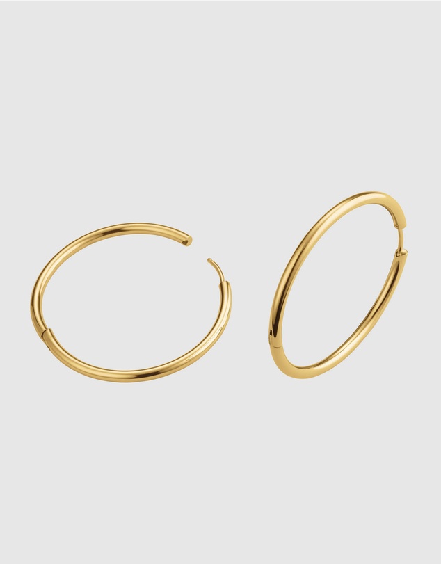 Rosefield - The Octagon XS - Gold Tone Watch and Hoop Earring Set