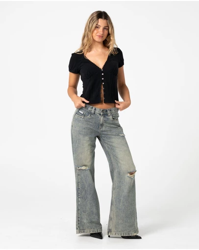 Rusty - DIY Wendy Wide Low Rise Distressed Jean