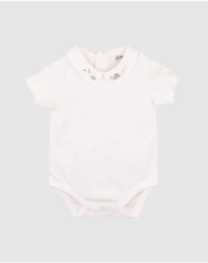 Bebe by Minihaha - Evan Embroidered Collared Bodysuit - Babies
