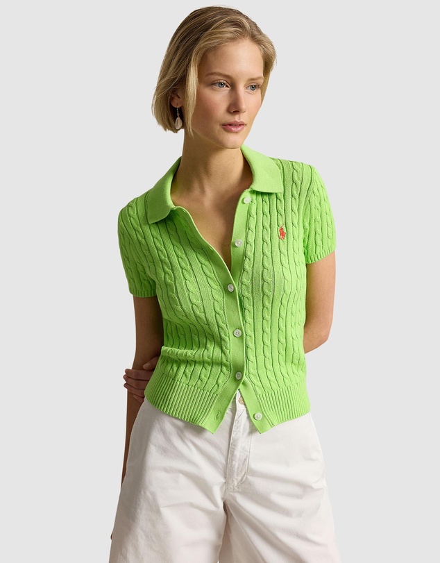 Polo Ralph Lauren - Cable Cotton Short-Sleeve Polo Cardigan - The ICONIC Exclusive