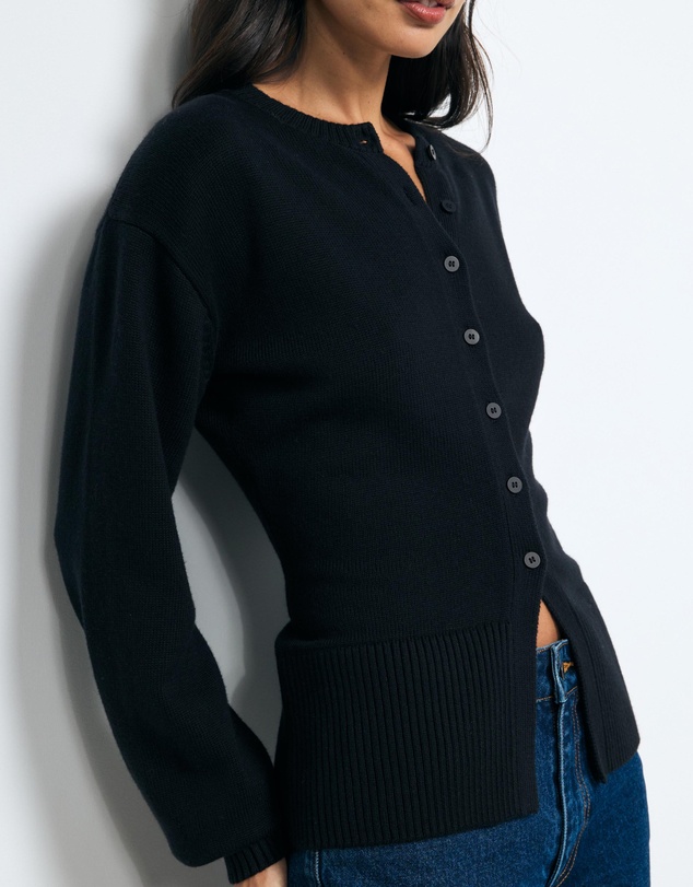 AERE - Bria Cotton Cashmere Blend Waisted Cardigan
