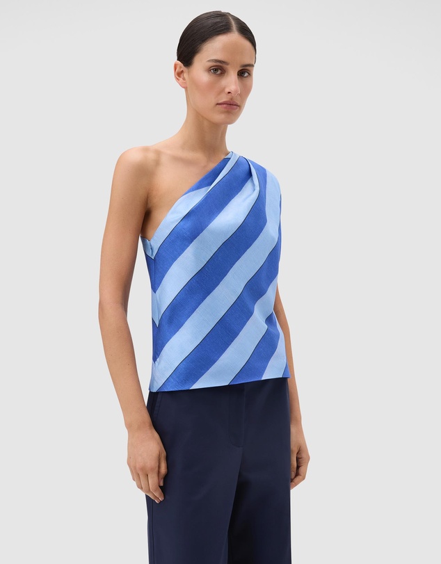 Oroton - Slub Silk Stripe Top