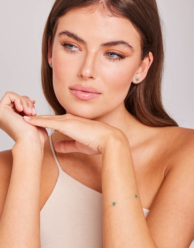 Zoe Olivia - 9K Gold Malachite Petal Bracelet