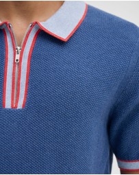 Oxford - Holden Zip Neck Knitted Polo