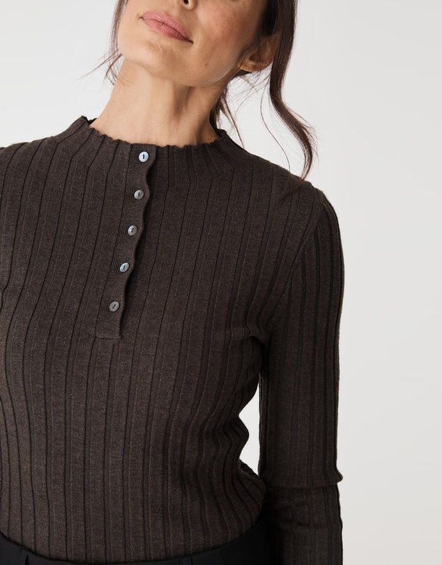 Forcast - Inez Mock Neck Henley Knit
