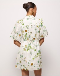 AERE - Anita Linen Puff Sleeve Mini Dress