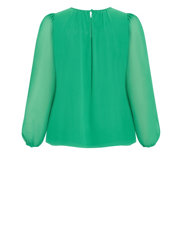 City Chic - Plus size Kelly Sheer Sleeve Top - kelly green