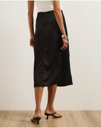 Atmos&Here - Mirelda Satin Lace Midi Skirt