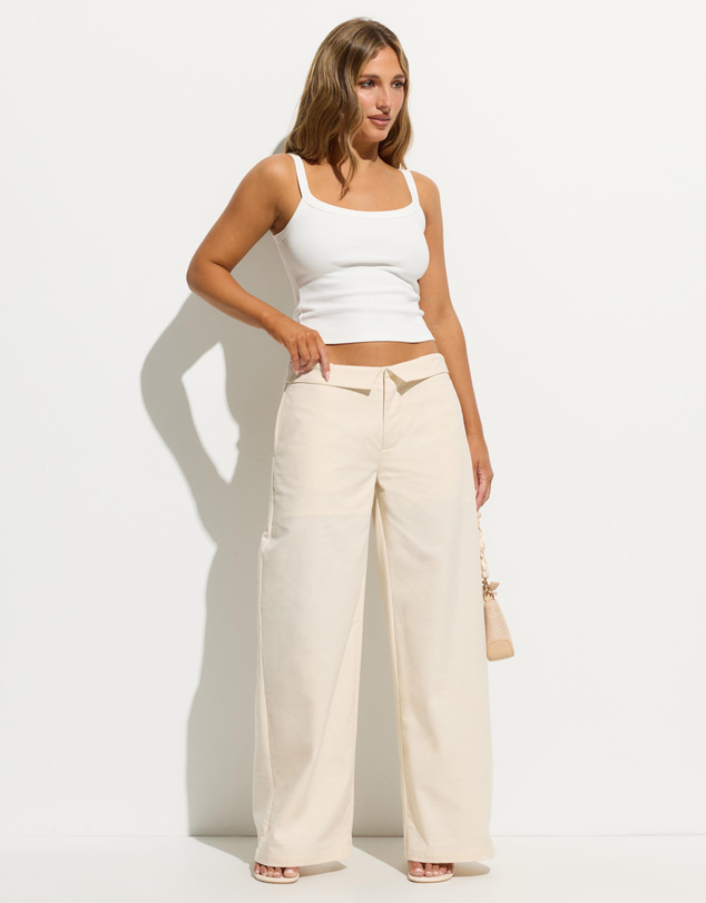 Dazie - Emmet Foldover Waistband Linen Blend Pants