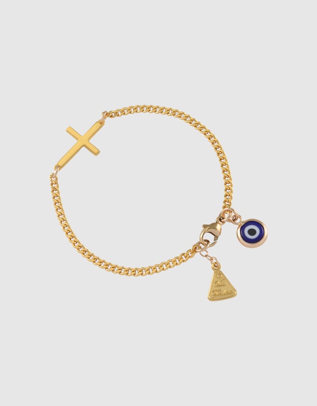 Von Treskow - Cross & Evil Eye Curb Bracelet