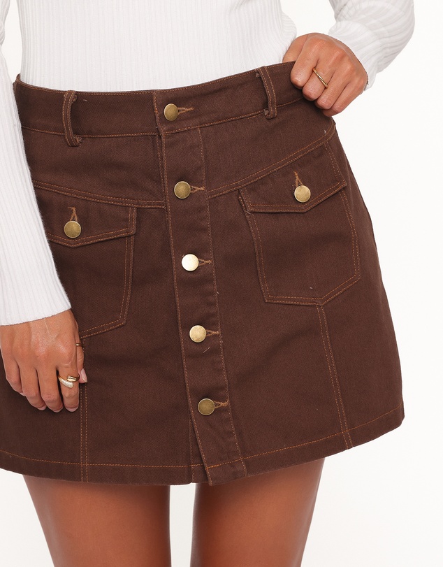 Petal & Pup - Presley Denim Skort - Dark Brown