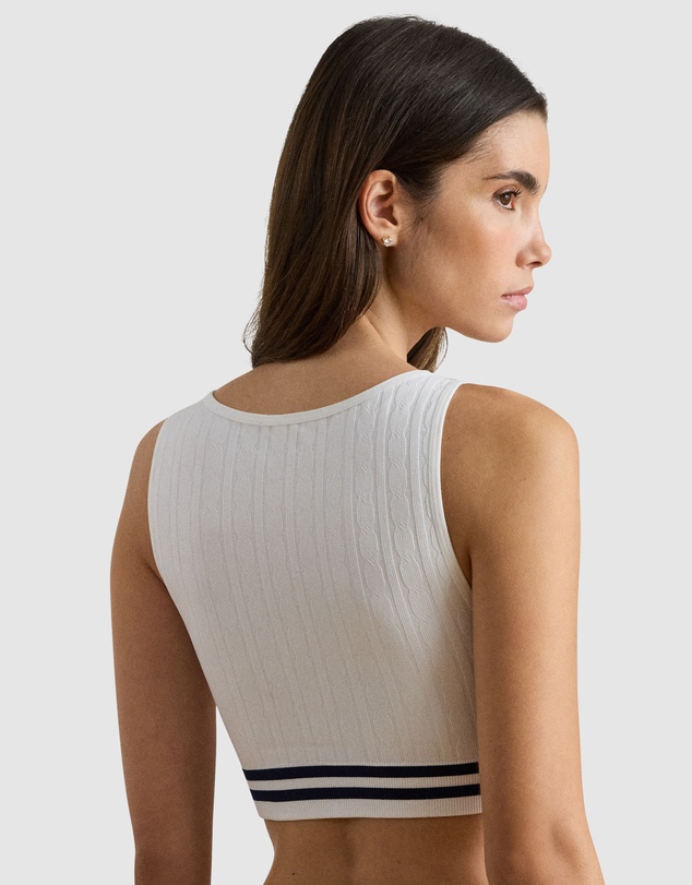 Lauren by Ralph Lauren - Cricket Cable Knit Lightly-Lined Crop Top Bra