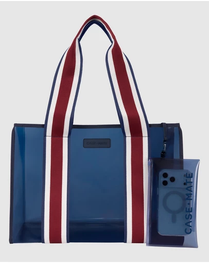 Case-Mate - Case-Mate Navy Rugby Stripe Tote w/ Phone Pouch