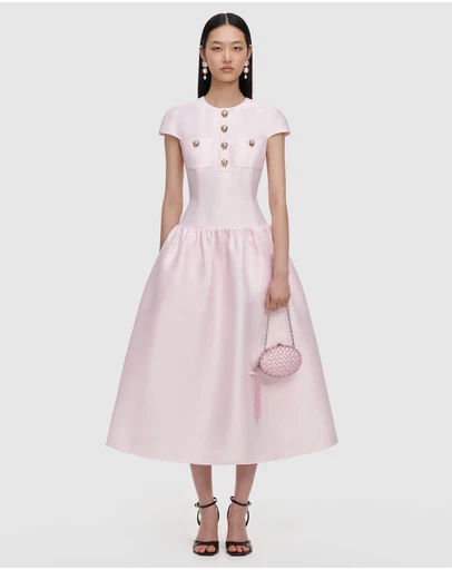 Self Portrait - Taffeta Buttoned Midi Dress