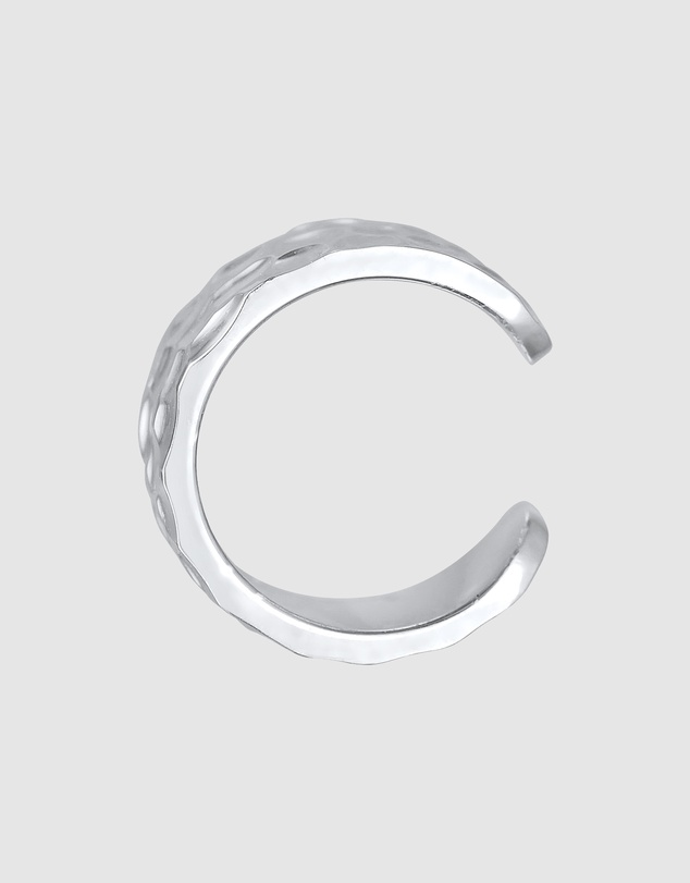 Kuzzoi - ICONIC EXCLUSIVE - Earrings Earcuff Wide Hammered Modern in 925 Sterling Silver