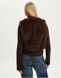 Cotton On - Faux Fur Knit Jacket