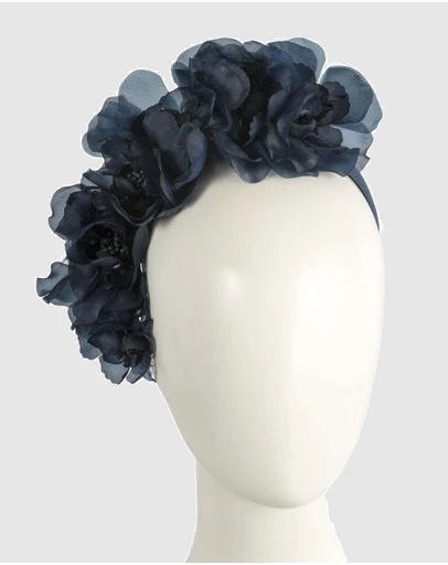 Max Alexander - Navy Flower Headband Fascinator
