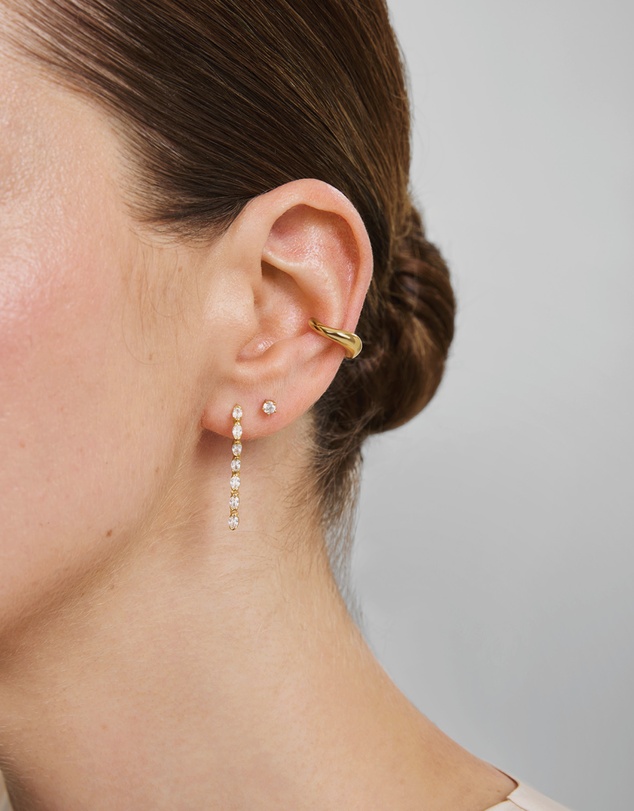 Ania Haie - Gold Half-Bezel Oval Linear Dangle Stud Earrings