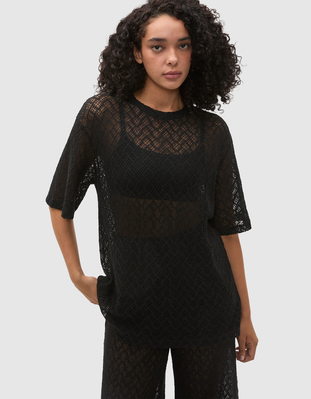 Seed Heritage - Lace Sheer Boxy Tee
